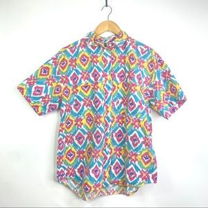 Vintage Printed Button Up